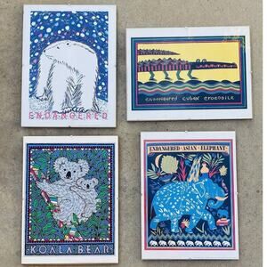 1991 Framed Prints Made Haiti Graphique de France Graphic Elephant Polar Bear